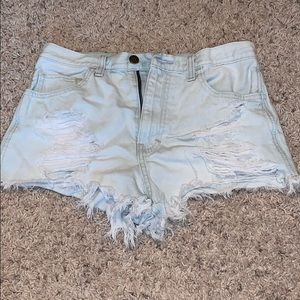 Bleached Distressed Hi-Rise denim shorts